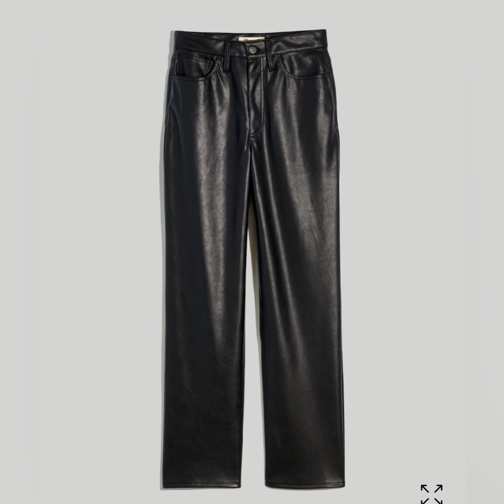 GUC Madewell The Perfect Vintage Straight Jean: Faux Leather in True Black Sz 28